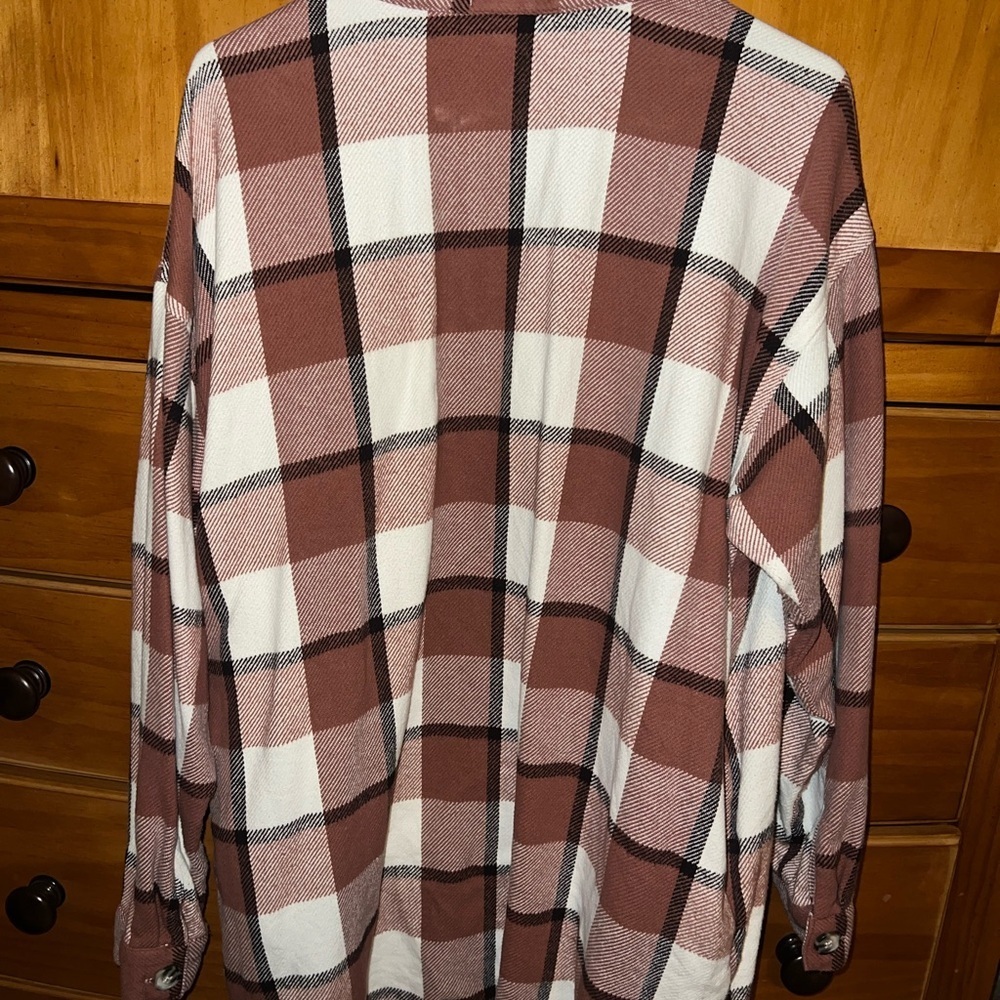 Maurices Tan and White Plaid Shirt - Picture 3 of 4